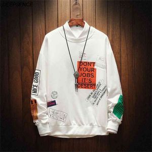 Spring heren casual sweatshirts heren kleding rond nek mode hiphop shirts gemonteerde heren streetwear Men 210924