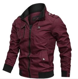 Lente Heren Katoenen Bomberjack Casual Militaire Jas Jas Heren Herfst Stand Kraag Windbreakers Heren Mode Bovenkleding