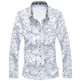 Frühling Männer Hemd Klassische Formale Geometrische Plaid Langarm Kleid Shirts Herren Designer Plus Größe 7XL234D