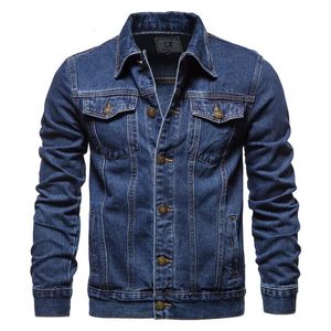 Printemps Hommes solide revers Denim vestes mode moto jean vestes Hommes Slim Fit coton décontracté noir bleu manteaux 240315