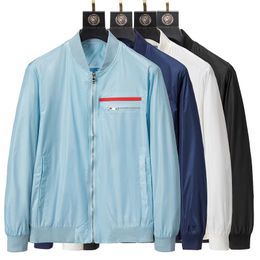 Printemps hommes designer veste hommes veste mode col montant logo rouge poitrine fermeture éclair double face portable extérieur hommes coupe-vent veste décontracté affaires lâche haut