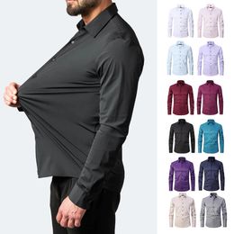 Spring Heren Sociaal shirt Slim Business Dirls Shirts Mannelijke lange mouw Casual Formele elegant shirt Blouses Tops Man Brand Kleding 240416