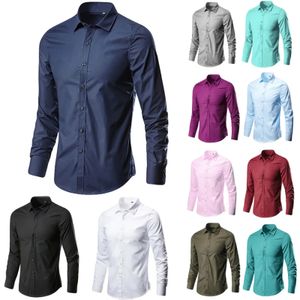 Spring Mens Social Shirt Slim Business Dress Shirts Male Male à manches longues Male Casual Formal Elegant Blouses Tops Man Brand Clothes 240419