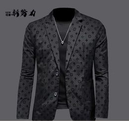 Primavera masculino ternos blazers roupas ocidentais designer masculino clássico impressão blazer outono outwear casaco fino ajuste carta retalhos das mulheres