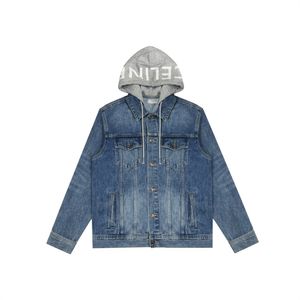 Printemps Mock Deux Pièces Combinaison Chapeau Imprimer Veste En Jean De Luxe Femmes Vestes Mode Denim Manteau Bouton Lettre Manteau Designer Vestes Jeans Cargo Denim Hoodie Jacket