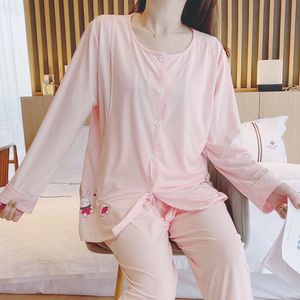 Spring Modal Pure Cotton postpartum opsluiting kleding met lange mouwen broek verpleegkundige zwangerschapspama set