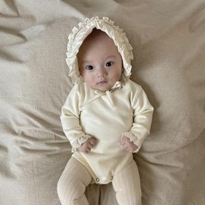 Printemps nouveau bébé filles vêtements bébé fille body épais combinaison col en dentelle enfants filles à manches longues hauts coton Blouse 210413