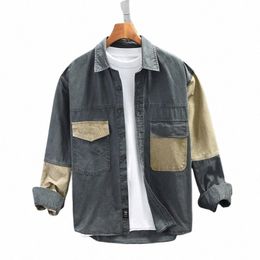 Lente Nieuwe Cargo Casual Patchwork Shirt Mannen Grote Zakken 100% Cott Vier Seass Mannen Kleding Oversize AZ781 n5do #