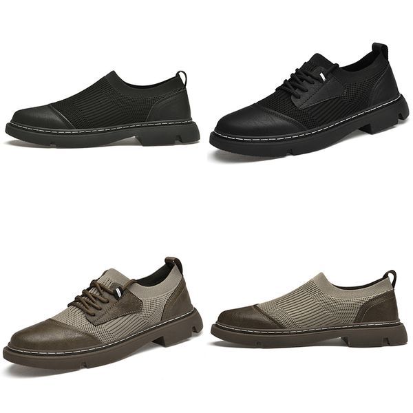 Printemps nouvelles chaussures décontractées hommes noir marron affaires en cuir chaussures tissu couture sans lacet polyvalent respirant GAI