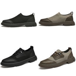 Primavera nuevos zapatos casuales hombres negro marrón gris zapatos de negocios zapatos de cuero de moda costura de tela zapatos versátiles sin cordones transpirable GAI