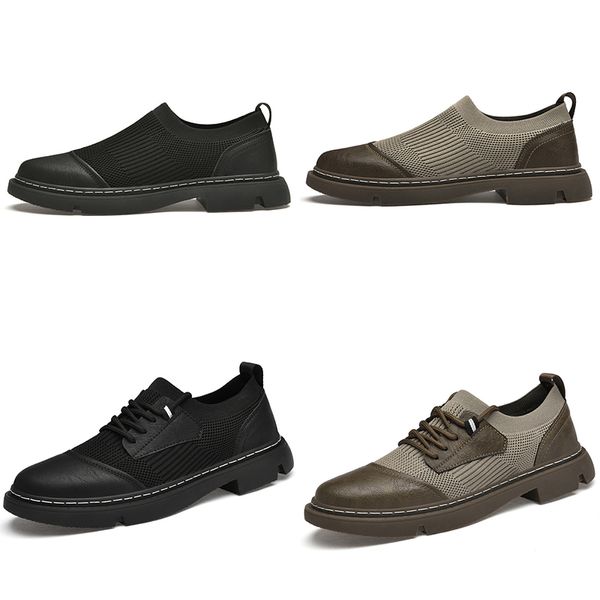 Printemps nouvelles chaussures décontractées hommes noir marron gris chaussures d'affaires chaussures en cuir à la mode couture en tissu chaussures polyvalentes respirantes GAI