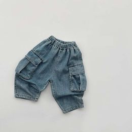 Printemps Nouveaux enfants jeans lâches mode bébés filles solides pantalon décontracté polyvalent