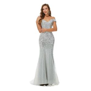 De lente nieuwe fishtail gelegenheid kleedt lange avondjurk lichte luxe zware jurk yjh7211