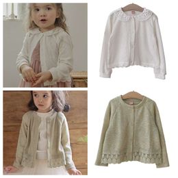 Printemps nouveau coréen toddler bébé filles manteau couleur couleur dentelle en dentelle à manches longues en tricot en tricot en tricot à manches longues l l