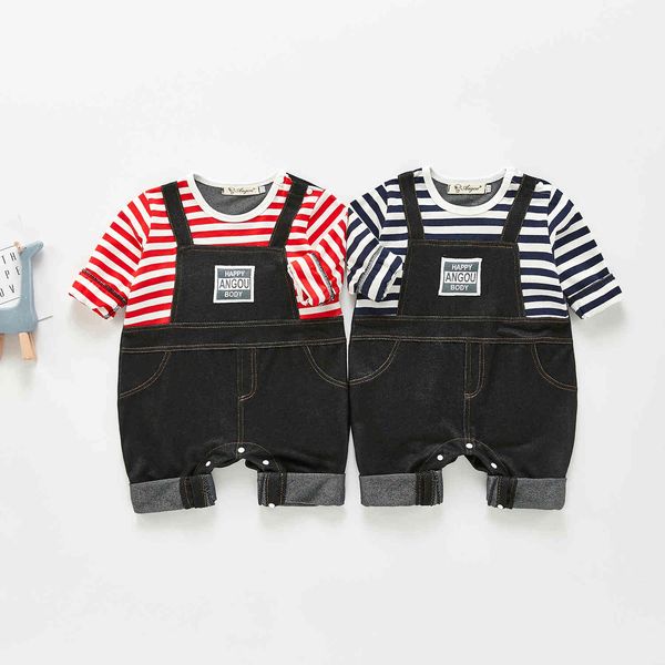 Printemps nouveau body à manches longues pour nouveau-nés enfants Jeans vêtements bébé vêtements nouveau-né O-cou combinaison bébé garçon vêtements 210413