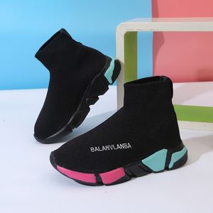Printemps nouveau enfant en plein air chaussures respirant plat garçons filles école bottes chaussette élastique chaussures de sport baskets 1-15 ans 201201
