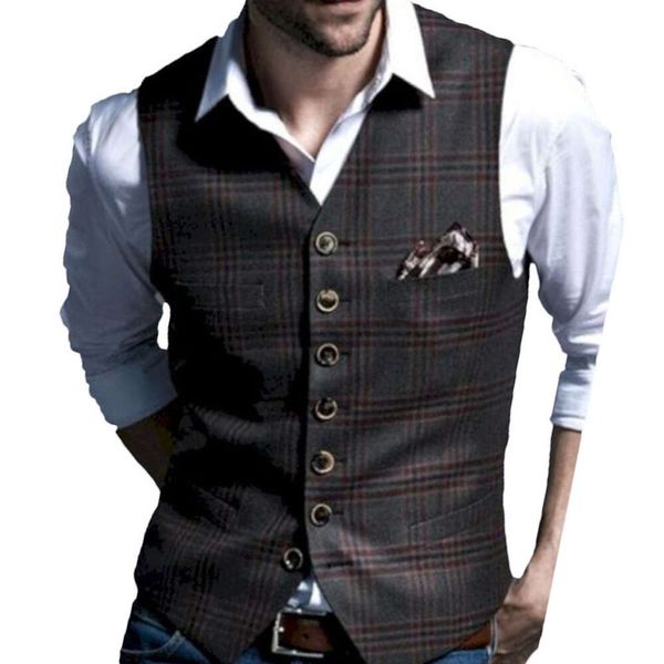 Printemps nouveau Stock à la mode et élégant Style britannique petit gilet décontracté bas gilet pour hommes