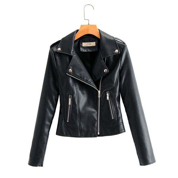 Veste de printemps en cuir PU avec fermeture éclair pour Moto, style simple et tendance, manteaux courts en faux cuir