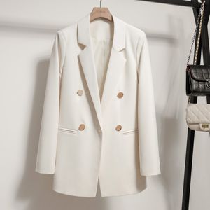 Printemps nouvelle veste de costume femmes boucle en métal style britannique décontracté polyvalent blanc lait réduction de l'âge costume tendance