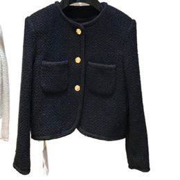 Primavera nuevas chaquetas de mujer moda o-cuello en blanco color blanco color sólido sólido manga larga O-cuello tweed tweed tweed boolen corta desinger chaqueta sml