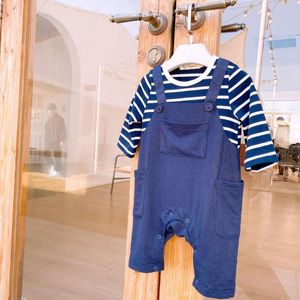 Printemps nouveau-né bébé garçon fille barboteuses tenue sans manches bleu Denim combinaison Denim salopette pour enfants vêtements 210413