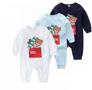 Spring Nouveau-Born Cotton Rompers Toddlers Designer Vêtements Baby Bear Lettre imprimées combinaisons Boys Boys Girls Cotton Claim Sofmber Vêtements 0-24M Z7570