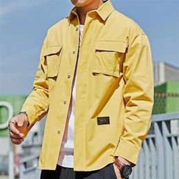 Spring le plus récent Men039S Coton Shirt Vintage Safari Multipocket Shirt Long Manche à manches longues T2004221250651