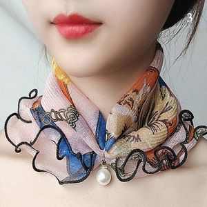 Collier de cou à l'organe de printemps imprimé en boucle de variété brillante écharpe à volants en dentelle de perle