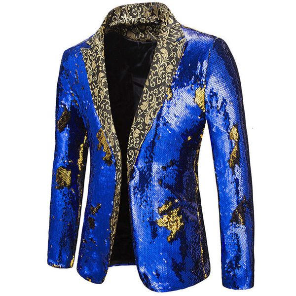 Tenue de printemps pour hommes, nouveau petit costume à paillettes double couleur, grande taille, costume de Performance sur scène, boîte de nuit, costume de chanteur DJ pour hommes