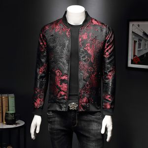 Chaqueta con estampado de Cachemira de primavera, chaqueta de bombardero Retro para hombre de alta calidad, abrigo bordado a la moda de Jacquard para hombre, chaqueta ajustada con flores 220409