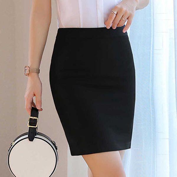 Spring Professional Wear Jupe courte pour femme Noir Travail Buste Hanche Tempérament Taille Haute Plus Taille Vêtements 210527