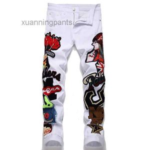 Printemps Punk hommes Skinny Jeans automne brodé coton Denim pantalon mode urbain taille moyenne Vaqueros Hombre MV7G