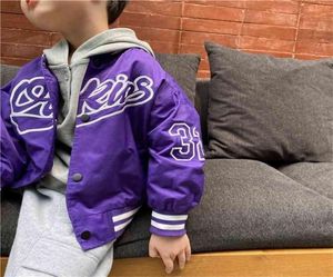 Printemps violet veste de Baseball grands enfants vêtements pour adolescents adolescents filles garçons Cardigan vêtements d'extérieur pour enfants manteaux à capuche coupe-vent 210828874981