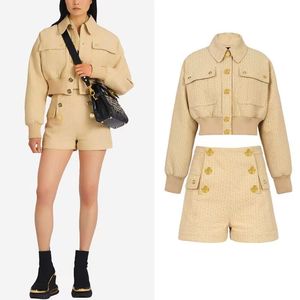 femmes jaket designer deux pièces ensembles pantalons vêtements courts vêtements d'extérieur col rond vêtements de marque de luxe manches longues vêtements de sport de style de loisirs avec la taille S-XL A56