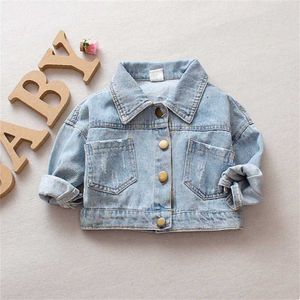 Vente de printemps enfants manteau décontracté vêtements d'extérieur garçons et filles mignon dessin animé lettres imprimer veste en jean 1-6 ans! 211204