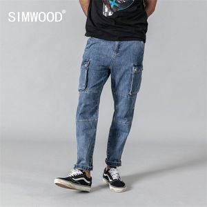 Spring Simwood New Cargo Jeans Men Men Fashion Hip Hop Spliced Street Wear Hise-Length Denim Pantal