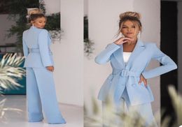 Costume pantalon pour mère de la mariée, bleu ciel, printemps, pour femmes, Tuxedos de soirée, vêtements de travail formels pour mariage, 2 pièces, 4900667