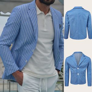 Lent Sky Blue Wedding Suits For Men Slim Fit gestreepte bruidegom smoking One jas geen broek