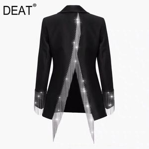 Printemps petite veste de costume pour famale conception niche dos creux gland fendu noir blazers lâches YJ912 210421