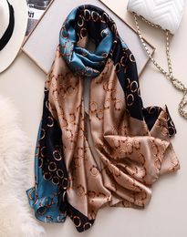 El diseñador de bufanda de seda suave de primavera Bufanda Bufanda Mujer Digital Impress Bandana Bandana Foulard Women Hijab Shawl New5854456