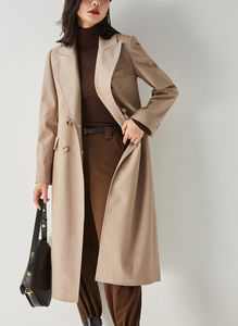 Trench-coat imperméable pour femmes, veste coupe-vent à col à revers, double boutonnage, style long, printemps et automne
