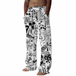 Lente/Zomer 2023 Fi 3D Digital Printing Heren Bamboe Cott Broek Straat Hip Hop Strand Vrije Tijd Sneldrogende dans Yoga Broek M3oB #