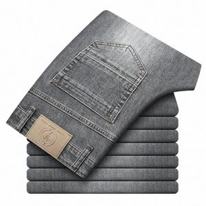 Printemps / Été 2023 Jeans minces effilochés gris pour hommes Style classique Busin Fi Cott Denim Pantalon extensible Pantalon de marque pour hommes Y2ow #