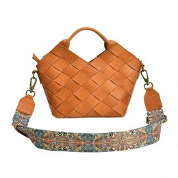 lente/zomer 2023 Nieuwe geweven hoofdbandlaag Plant gebruinde koehide retro handgemaakte schouder crossbody tas voor vrouwen H2PI#