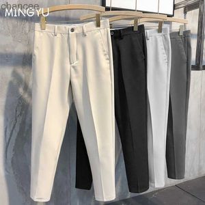 Printemps été cheville longueur pantalon hommes mince travail Jogging Social costume formel pantalon mâle marque kaki noir corée grande taille 40 42LF20230824.