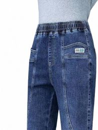 Primavera Verano Tamaño grande 5XL 75 kg Harem Jeans Elestic Cintura alta Strench Denim Pantalones Vintage Blue Vaqueros Mujer Fi Spodnie q1Yb #