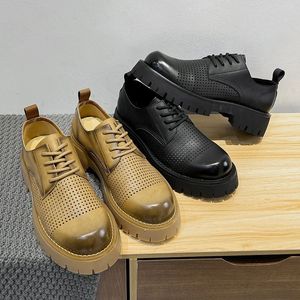 Printemps été respirant hommes chaussures en cuir véritable concepteur hauteur augmentant mocassins luxe robe à lacets 240202