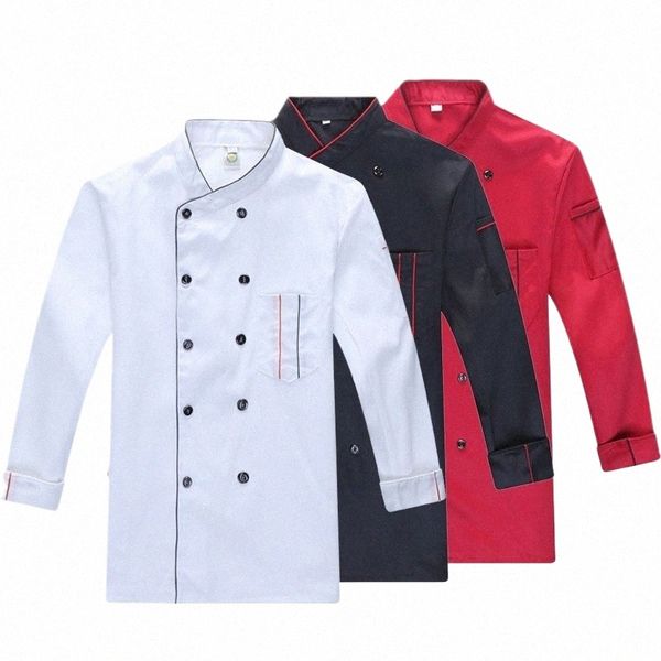 Primavera/verano Catering uniforme lg manga hombres chef chaqueta cocina Uniforme de Trabajo hotel mujeres camarero restaurante ropa D924 #