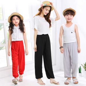 Spring Summer Enfants Pantalons Coton Solide Dance Loose Lanterne Pantalons Elastic Garçons Garçons Filles Enfants Pantalons Pantalons 12 Couleurs 210713