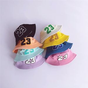 Printemps été coton bébé seau chapeau pour garçons filles enfants pêcheurs chapeaux enfants extérieur casquette de soleil numérique 23 motif broderie 2-6 ans